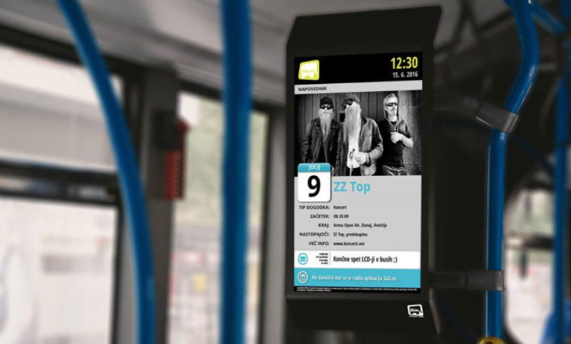 Oglaševanje na zaslonih v mestnih avtobusih LPP